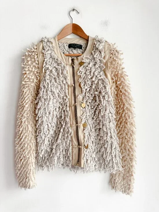 Rag and Bone Textured Leather Trim Jacket S - Picture 2 of 7